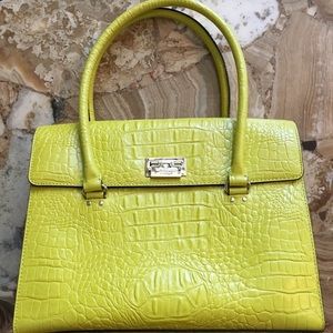 Kate Spade Sinclair Croc Embossed Handbag Yellow